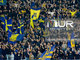 Supporters of Hellas Verona during the Serie A Enilive match between Hellas Verona and Torino FC at Stadio Marcantonio Bentegodi on Septembe...