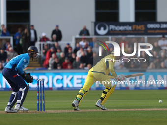 Australia's Alex Carey turns the ball to leg during the Metro Bank One Day Series match between England and Australia at the Seat Unique Riv...