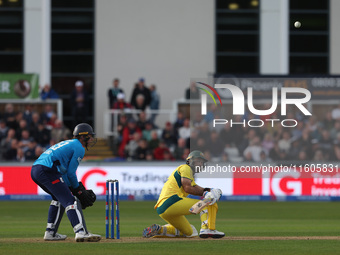 Australia's Glenn Maxwell switch hits during the Metro Bank One Day Series match between England and Australia at the Seat Unique Riverside...