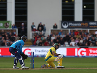 Australia's Glenn Maxwell switch hits during the Metro Bank One Day Series match between England and Australia at the Seat Unique Riverside...