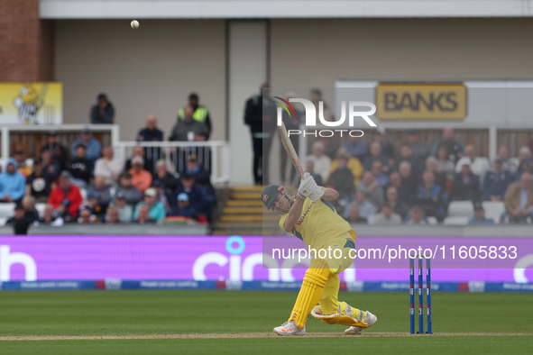 Australia's Aaron Hardie hits out during the Metro Bank One Day Series match between England and Australia at the Seat Unique Riverside in C...