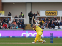 Australia's Aaron Hardie hits out during the Metro Bank One Day Series match between England and Australia at the Seat Unique Riverside in C...