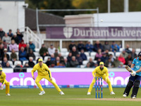 Ben Duckett of England scores four from a scoop shot during the Metro Bank One Day Series match between England and Australia at the Seat Un...