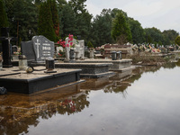 A cemetery covered with water after Nysa Klodzka river flooded town of Lewin Brzeski in southwestern Poland. September 23rd, 2024. Storm Bor...