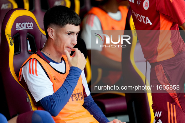 Matias Soule' of AS Roma looks on during the Serie A Enilive match between AS Roma and Udinese Calcio at Stadio Olimpico on September 22, 20...