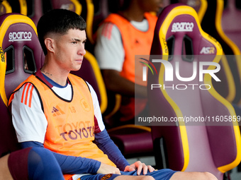 Matias Soule' of AS Roma looks on during the Serie A Enilive match between AS Roma and Udinese Calcio at Stadio Olimpico on September 22, 20...