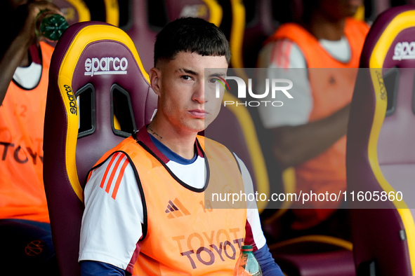 Matias Soule' of AS Roma looks on during the Serie A Enilive match between AS Roma and Udinese Calcio at Stadio Olimpico on September 22, 20...