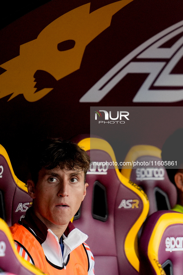 Tommaso Baldanzi of AS Roma looks on during the Serie A Enilive match between AS Roma and Udinese Calcio at Stadio Olimpico on September 22,...