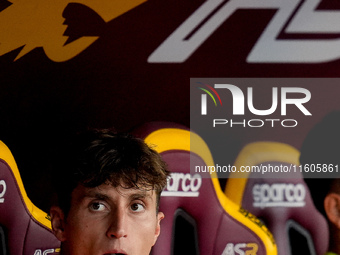 Tommaso Baldanzi of AS Roma looks on during the Serie A Enilive match between AS Roma and Udinese Calcio at Stadio Olimpico on September 22,...