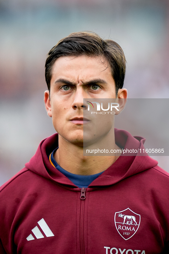 Paulo Dybala of AS Roma looks on during the Serie A Enilive match between AS Roma and Udinese Calcio at Stadio Olimpico on September 22, 202...