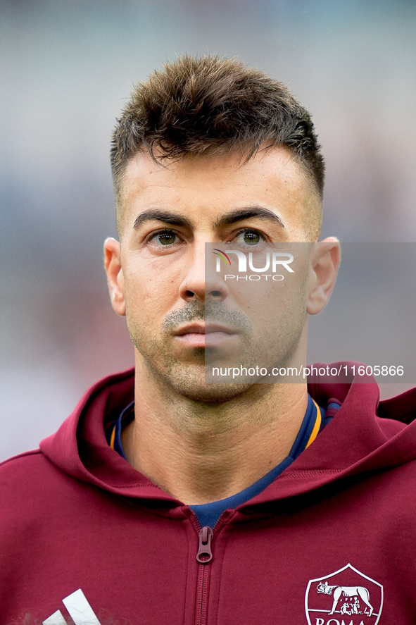 Stephan El Shaarawy of AS Roma looks on during the Serie A Enilive match between AS Roma and Udinese Calcio at Stadio Olimpico on September...