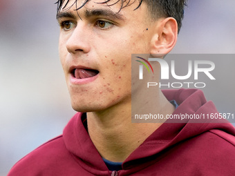 Niccolo' Pisilli of AS Roma looks on during the Serie A Enilive match between AS Roma and Udinese Calcio at Stadio Olimpico on September 22,...