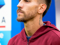 Lorenzo Pellegrini of AS Roma looks on during the Serie A Enilive match between AS Roma and Udinese Calcio at Stadio Olimpico on September 2...