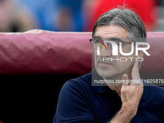 Ivan Juric head coach of AS Roma looks on during the Serie A Enilive match between AS Roma and Udinese Calcio at Stadio Olimpico on Septembe...