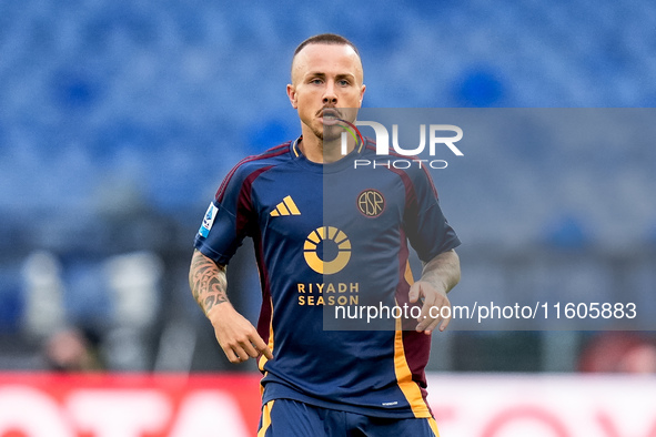 Angelino of AS Roma looks on during the Serie A Enilive match between AS Roma and Udinese Calcio at Stadio Olimpico on September 22, 2024 in...