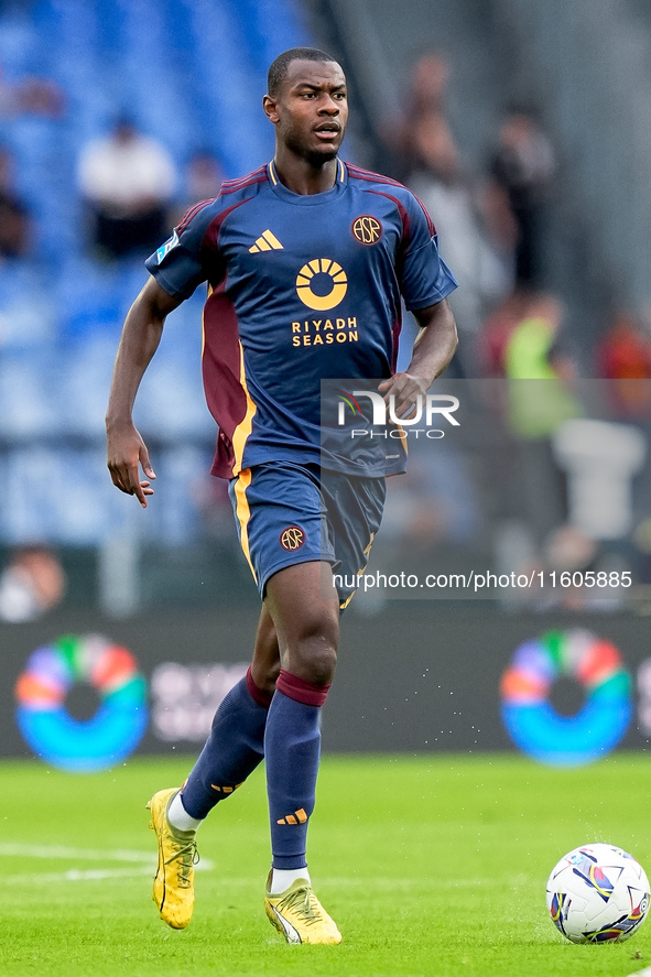 Evan Ndicka of AS Roma during the Serie A Enilive match between AS Roma and Udinese Calcio at Stadio Olimpico on September 22, 2024 in Rome,...