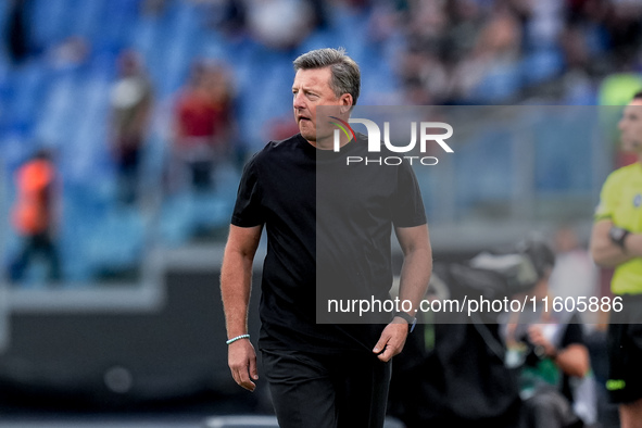 Kosta Runjaic head coach of Udinese Calcio looks on during the Serie A Enilive match between AS Roma and Udinese Calcio at Stadio Olimpico o...