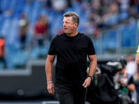 Kosta Runjaic head coach of Udinese Calcio looks on during the Serie A Enilive match between AS Roma and Udinese Calcio at Stadio Olimpico o...