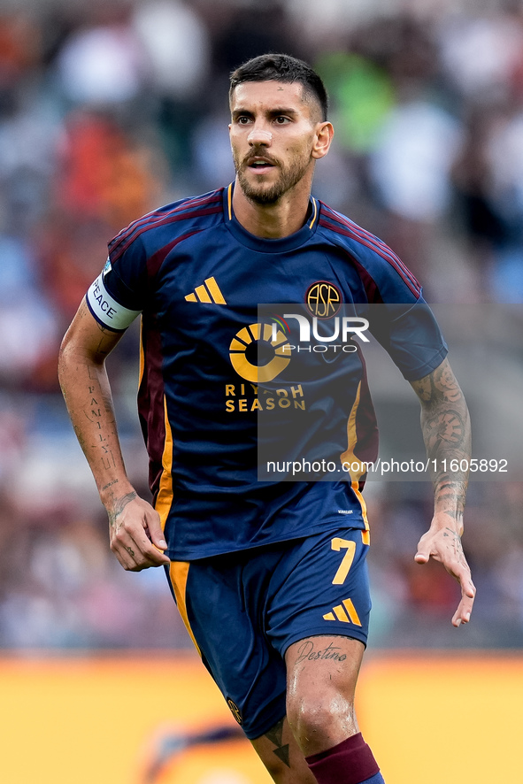 Lorenzo Pellegrini of AS Roma during the Serie A Enilive match between AS Roma and Udinese Calcio at Stadio Olimpico on September 22, 2024 i...