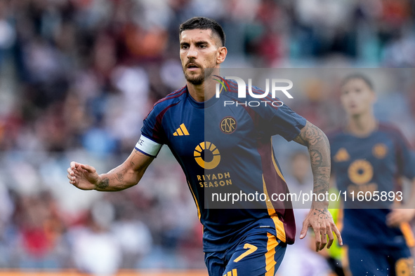 Lorenzo Pellegrini of AS Roma during the Serie A Enilive match between AS Roma and Udinese Calcio at Stadio Olimpico on September 22, 2024 i...