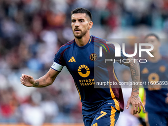 Lorenzo Pellegrini of AS Roma during the Serie A Enilive match between AS Roma and Udinese Calcio at Stadio Olimpico on September 22, 2024 i...