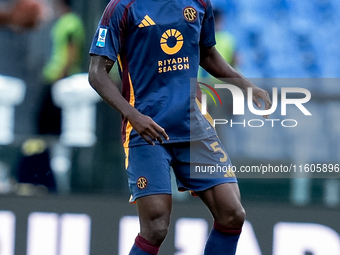 Evan Ndicka of AS Roma during the Serie A Enilive match between AS Roma and Udinese Calcio at Stadio Olimpico on September 22, 2024 in Rome,...