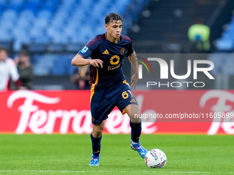 Niccolo' Pisilli of AS Roma during the Serie A Enilive match between AS Roma and Udinese Calcio at Stadio Olimpico on September 22, 2024 in...