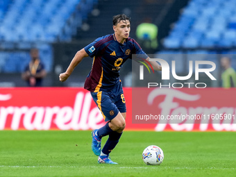 Niccolo' Pisilli of AS Roma during the Serie A Enilive match between AS Roma and Udinese Calcio at Stadio Olimpico on September 22, 2024 in...