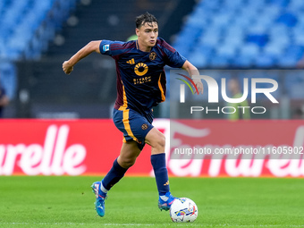 Niccolo' Pisilli of AS Roma during the Serie A Enilive match between AS Roma and Udinese Calcio at Stadio Olimpico on September 22, 2024 in...