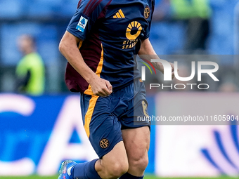 Niccolo' Pisilli of AS Roma during the Serie A Enilive match between AS Roma and Udinese Calcio at Stadio Olimpico on September 22, 2024 in...