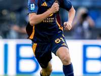 Niccolo' Pisilli of AS Roma during the Serie A Enilive match between AS Roma and Udinese Calcio at Stadio Olimpico on September 22, 2024 in...