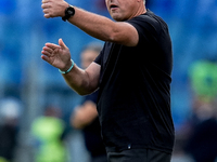 Kosta Runjaic head coach of Udinese Calcio gestures during the Serie A Enilive match between AS Roma and Udinese Calcio at Stadio Olimpico o...