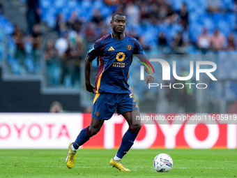 Evan Ndicka of AS Roma during the Serie A Enilive match between AS Roma and Udinese Calcio at Stadio Olimpico on September 22, 2024 in Rome,...