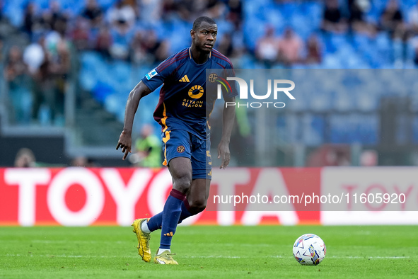 Evan Ndicka of AS Roma during the Serie A Enilive match between AS Roma and Udinese Calcio at Stadio Olimpico on September 22, 2024 in Rome,...