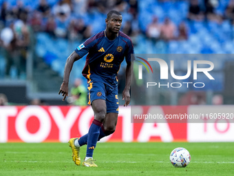 Evan Ndicka of AS Roma during the Serie A Enilive match between AS Roma and Udinese Calcio at Stadio Olimpico on September 22, 2024 in Rome,...