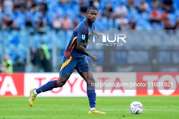 Evan Ndicka of AS Roma during the Serie A Enilive match between AS Roma and Udinese Calcio at Stadio Olimpico on September 22, 2024 in Rome,...