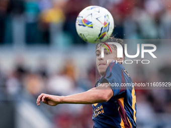 Niccolo' Pisilli of AS Roma during the Serie A Enilive match between AS Roma and Udinese Calcio at Stadio Olimpico on September 22, 2024 in...