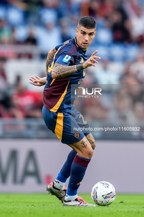 Gianluca Mancini of AS Roma during the Serie A Enilive match between AS Roma and Udinese Calcio at Stadio Olimpico on September 22, 2024 in...