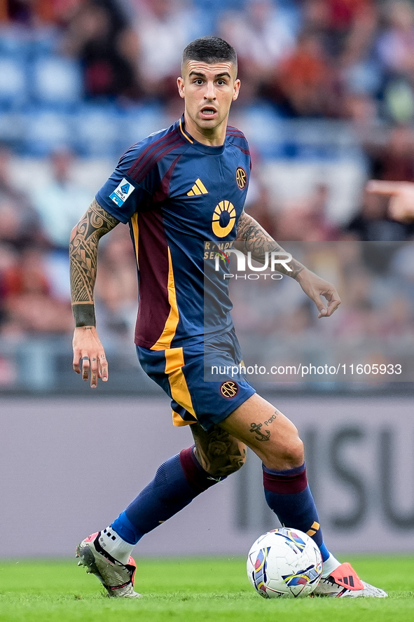 Gianluca Mancini of AS Roma during the Serie A Enilive match between AS Roma and Udinese Calcio at Stadio Olimpico on September 22, 2024 in...