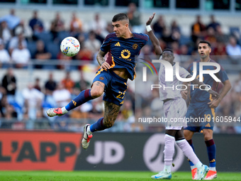 Gianluca Mancini of AS Roma during the Serie A Enilive match between AS Roma and Udinese Calcio at Stadio Olimpico on September 22, 2024 in...