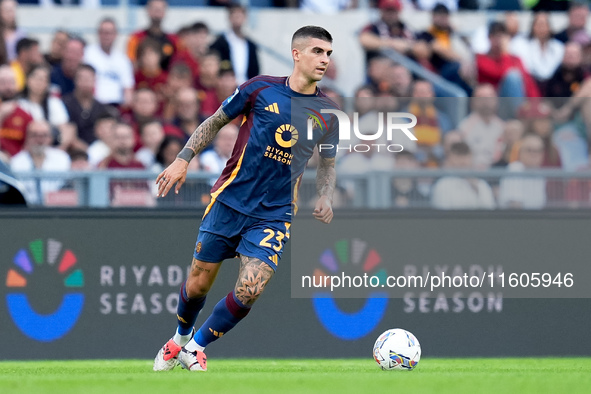 Gianluca Mancini of AS Roma during the Serie A Enilive match between AS Roma and Udinese Calcio at Stadio Olimpico on September 22, 2024 in...