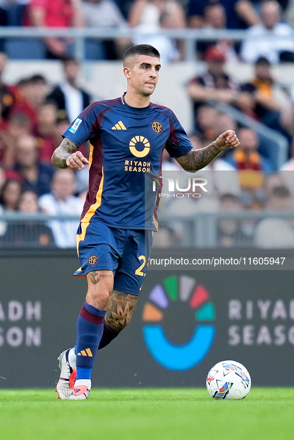 Gianluca Mancini of AS Roma during the Serie A Enilive match between AS Roma and Udinese Calcio at Stadio Olimpico on September 22, 2024 in...