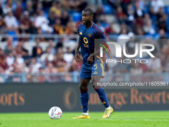 Evan Ndicka of AS Roma during the Serie A Enilive match between AS Roma and Udinese Calcio at Stadio Olimpico on September 22, 2024 in Rome,...