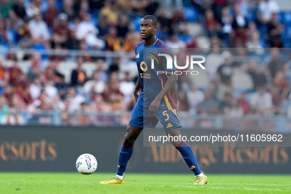 Evan Ndicka of AS Roma during the Serie A Enilive match between AS Roma and Udinese Calcio at Stadio Olimpico on September 22, 2024 in Rome,...