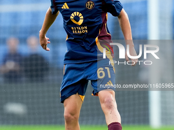 Niccolo' Pisilli of AS Roma during the Serie A Enilive match between AS Roma and Udinese Calcio at Stadio Olimpico on September 22, 2024 in...