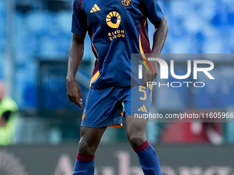 Evan Ndicka of AS Roma during the Serie A Enilive match between AS Roma and Udinese Calcio at Stadio Olimpico on September 22, 2024 in Rome,...