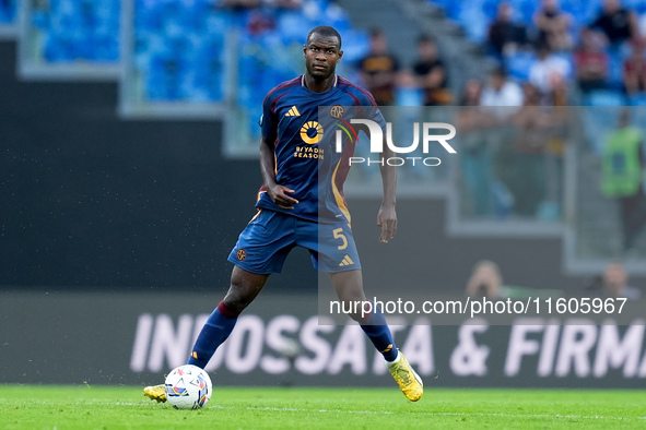 Evan Ndicka of AS Roma during the Serie A Enilive match between AS Roma and Udinese Calcio at Stadio Olimpico on September 22, 2024 in Rome,...