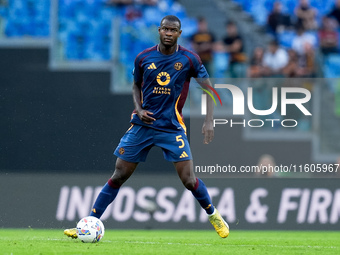 Evan Ndicka of AS Roma during the Serie A Enilive match between AS Roma and Udinese Calcio at Stadio Olimpico on September 22, 2024 in Rome,...