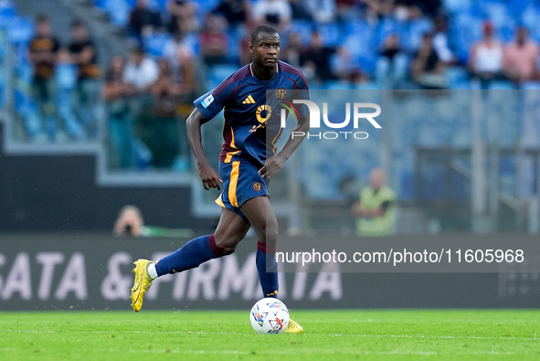 Evan Ndicka of AS Roma during the Serie A Enilive match between AS Roma and Udinese Calcio at Stadio Olimpico on September 22, 2024 in Rome,...