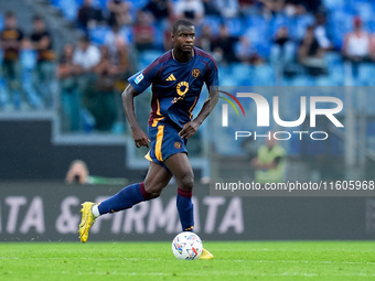 Evan Ndicka of AS Roma during the Serie A Enilive match between AS Roma and Udinese Calcio at Stadio Olimpico on September 22, 2024 in Rome,...